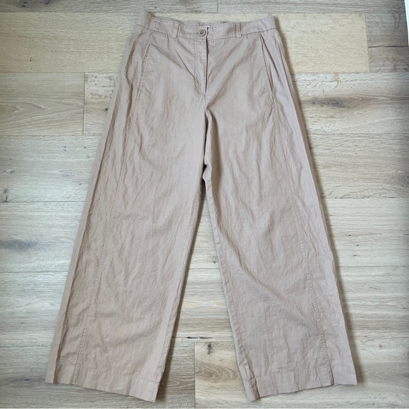 COS Women's High Rise 100% Linen Wide Leg Pants Cream Beige Sz 12 *T15 - Picture 1 of 5